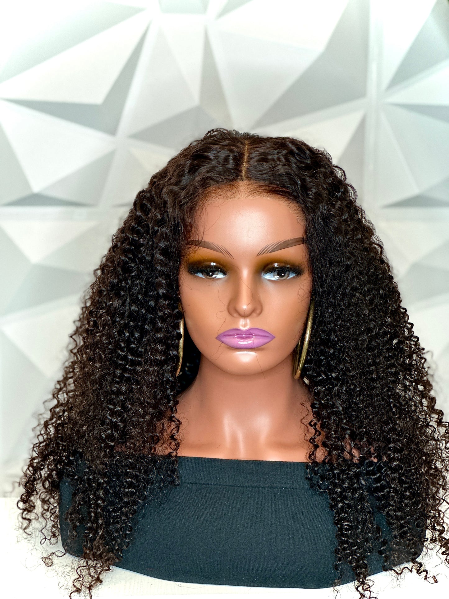 Natural Black 5x5 Glueless Transparent Lace Wig Kinky Curly