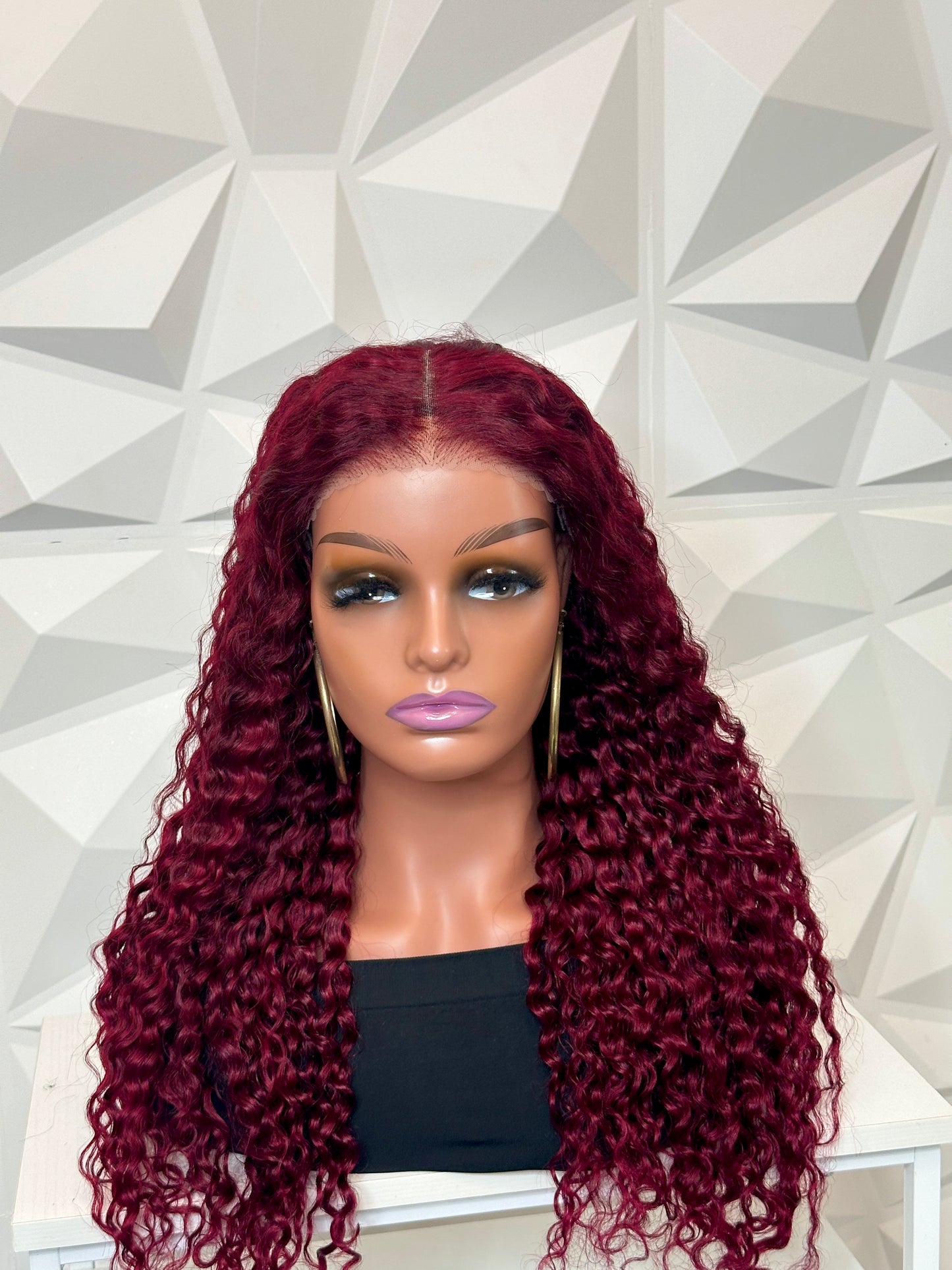 Burgandy 5x5 Glueless HD Lace Wig Water Wave