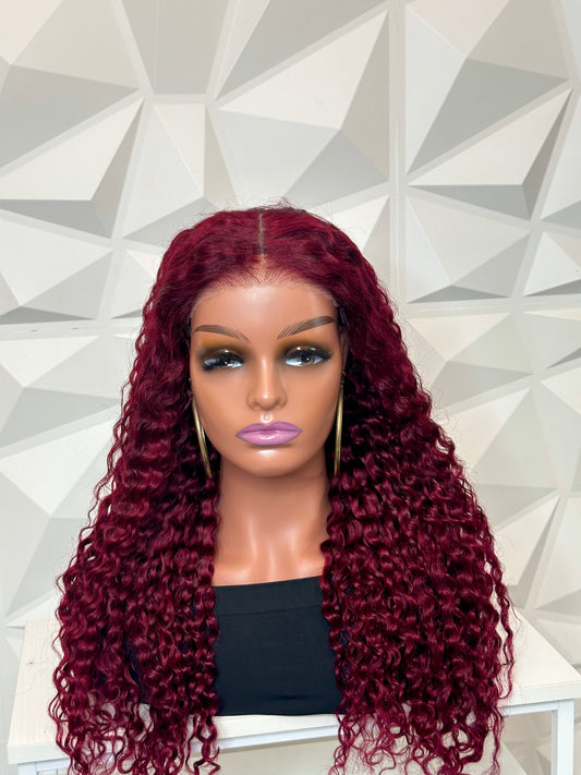 Burgandy 5x5 Glueless HD Lace Wig Water Wave