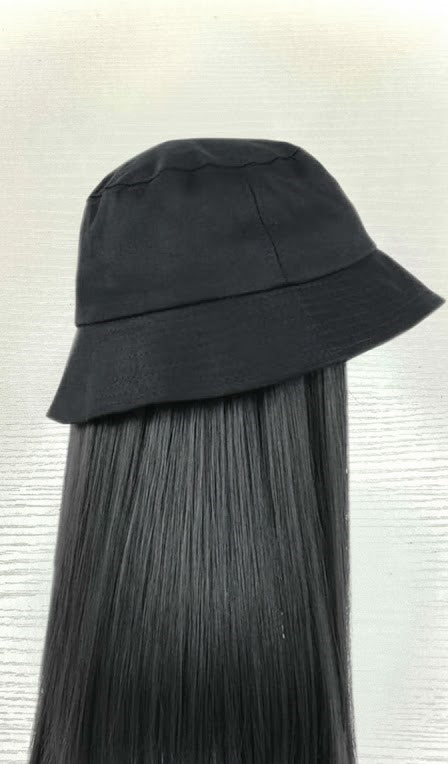 Black Wig with Cap/Hat